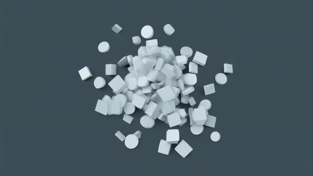 Dynamic 3D shapes exploding in dark space