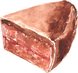 ザッハトルテの水彩イラスト　ベクター