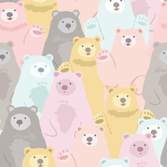 Obraz premium Cute pastel teddy bear cartoon seamless pattern