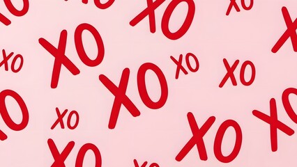Valentine's day pattern with red xo letters on pink background