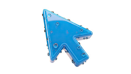 Blue Arrow Cursor with Water Droplets