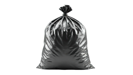 Black trash bag tied at the top