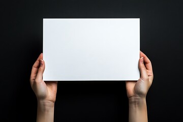 Hands holding a blank white sign against a background isolated on P N G A I G E N E R A T E D