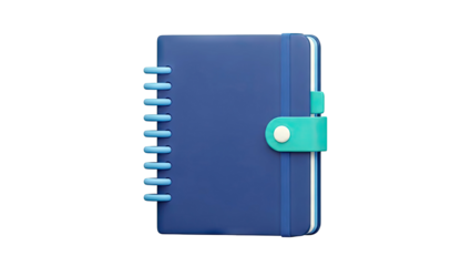 3D Render of a Blue Notebook with Teal Closure
