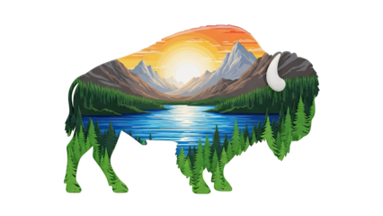 Bison Landscape Silhouette