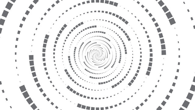 An abstract vector background featuring a colorful spiral pattern with blue and yellow circles, creating a digital motion design of twirl lines and light textures on a technology backdrop