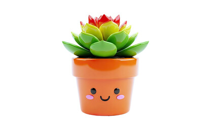 Cute Kawaii Succulent Plant in Orange Pot
