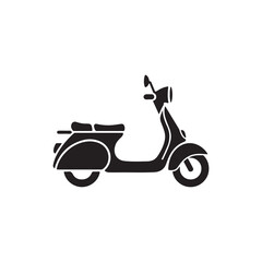scooter flat icon in black and white style scooter 
