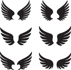 Fototapeta premium black wing silhouettes on white background