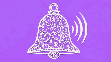 A bell stencil with a floral pattern. A decorative element for cutting, printing, and decorating windows.