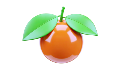Stylized Orange with Green Leaves