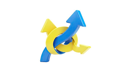 Intertwined Blue and Yellow Arrows