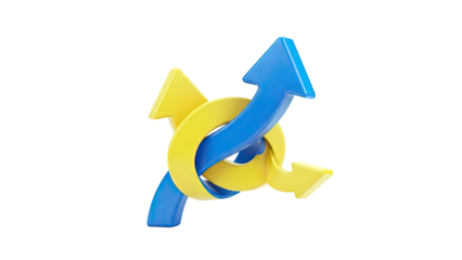 Intertwined Blue and Yellow Arrows