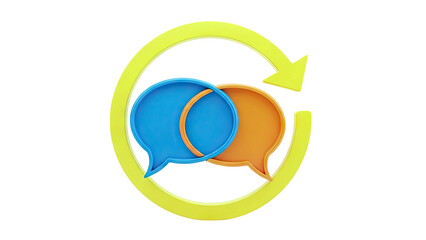 Communication and connection icon with speech bubbles and circular arrow