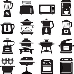 kitchen appliances and cooking equipment icons