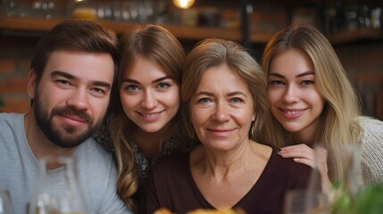 Fototapeta premium A multi gene nal family enjoys a warm gathering at home sharing smiles and connection