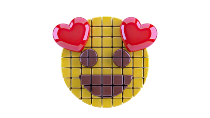 Emoji with heart eyes made of blocks