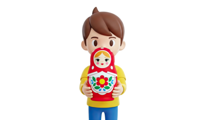 Boy holding a Matryoshka doll