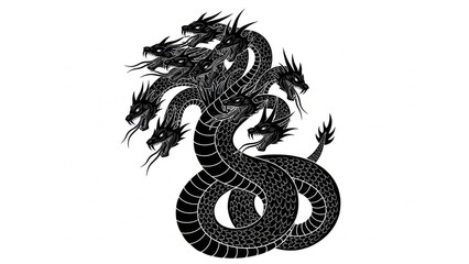 Multiple Headed Hydra Silhouette Vector for Mythical Creature Design and Fantasy Gaming