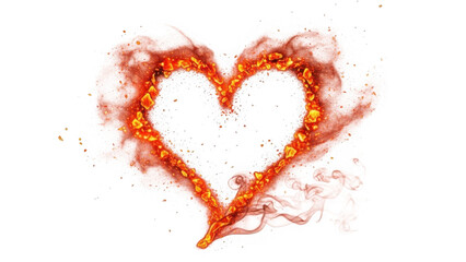 Passionate heart ablaze isolated on transparent background