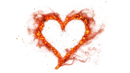 Passionate heart ablaze isolated on transparent background