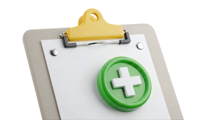 Clipboard with Medical Cross Symbol