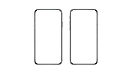 Two smartphone frames isolated on transparent background