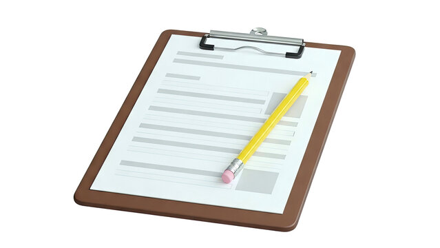 Clipboard with Paper and Pencil