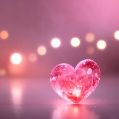 Abstract heart bokeh lights in soft pink and red tones, romantic Valentine style, elegant and modern