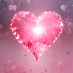 Abstract heart bokeh lights in soft pink and red tones, romantic Valentine style, elegant and modern