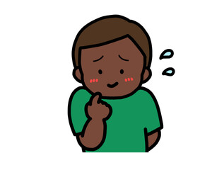 照れる（正面）黒人の男の子