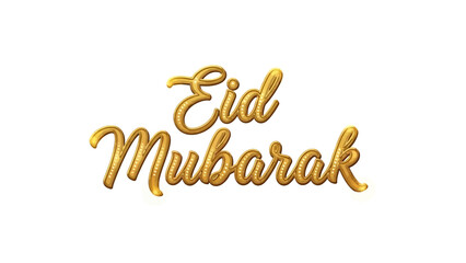 Fototapeta premium Golden Eid Mubarak Text Illustration Celebrating Islamic Holiday with Elegant Script and Festive Design Elements