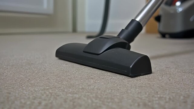 Vacuum Cleaner in Action: Capturing the moment of a vacuum cleaner efficiently cleaning a carpet, highlighting the ease of home care and a spotless result.