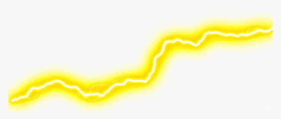 Bright yellow zigzag thunder line with a glowing effect on a light background ready for compositing on white and transparent background
