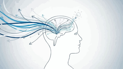 Human Brain With Flowing Energy Lines.