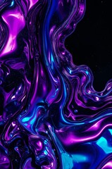 Purple and blue wave of liquid with a shiny, metallic appearance