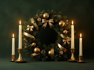 クリスマスリースとキャンドル