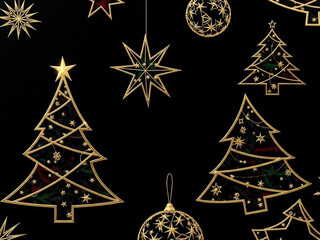 ゴールドとブラックのクリスマス抽象アート