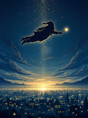 聖なる夜にサンタクロースが空を飛んでやって来る