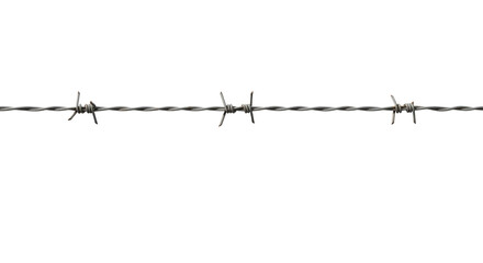 A single piece of barbed wire on a png transparent