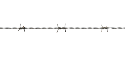 A single piece of barbed wire on a png transparent