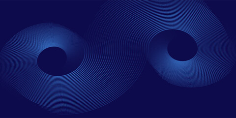 Abstract blue background with glowing curved lines. Shiny blue swirl curve lines design. Spiral lines. Geometric oval pattern. Futuristic technology concept. eps 10