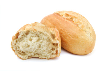 Wheat fresh bread cutter off closed up isolated on white