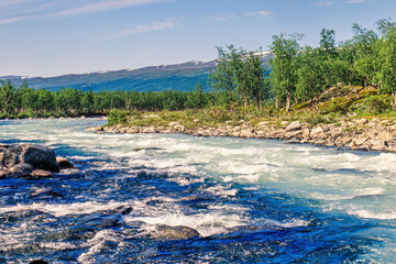 White water river in the wilderness at the north of sweden
