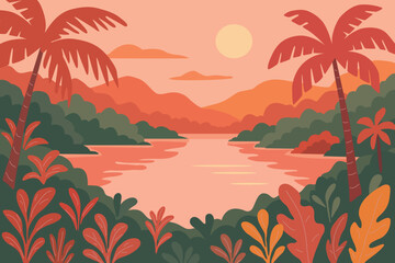 tropical beach sunset island , holiday travel vacation advertisement banner