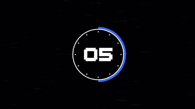 10 to zero Countdown with giltch effect background. 4K countdown timer video
