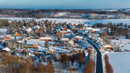 Luftbildaufnahme Siptenfelde Harz im Winter