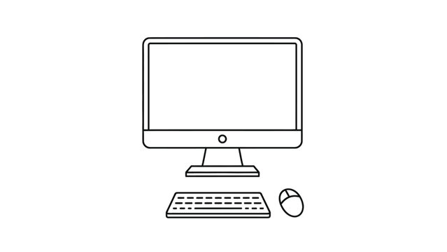 A simple line drawing of a desktop computer, keyboard, and mouse is shown.