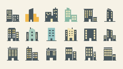 Collection of Modern Building Icons.