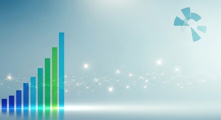 A blue and green bar graph with a blue and white background.